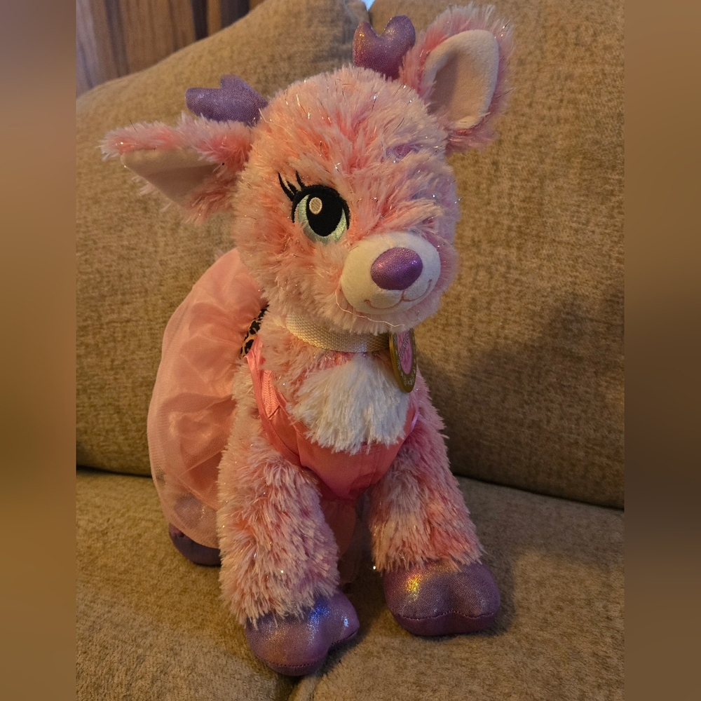 Build A Bear Twinkle Deer Pink Sparkle Reindeer Stuffed Animal Plush Outfit Cute